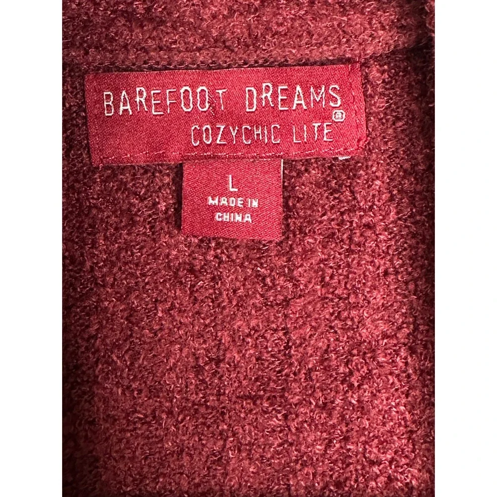 Barefoot Dreams Cardigan Large Burgundy CozyChic Lite Cozy Sweater Fall Winter - Picture 7 of 9